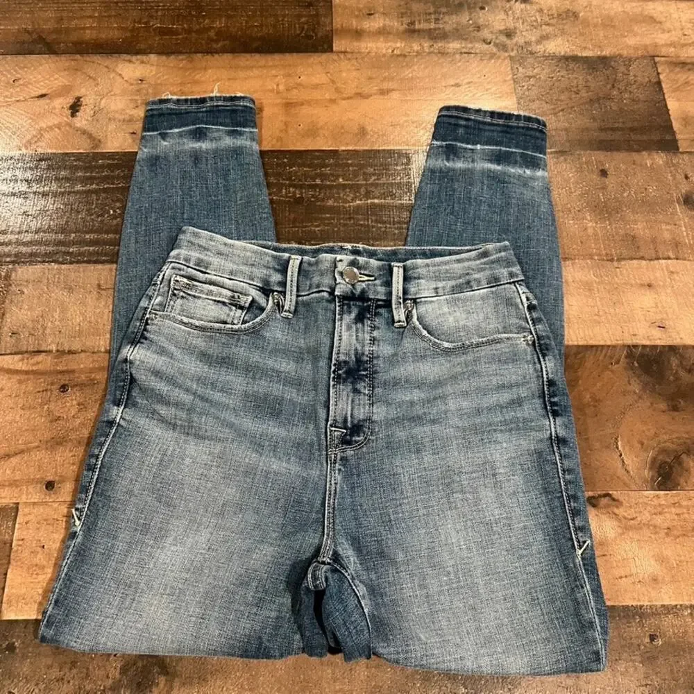 Good American Good Waist Crop Chew Hem Jeans Blue 634 - Picture 4 of 7